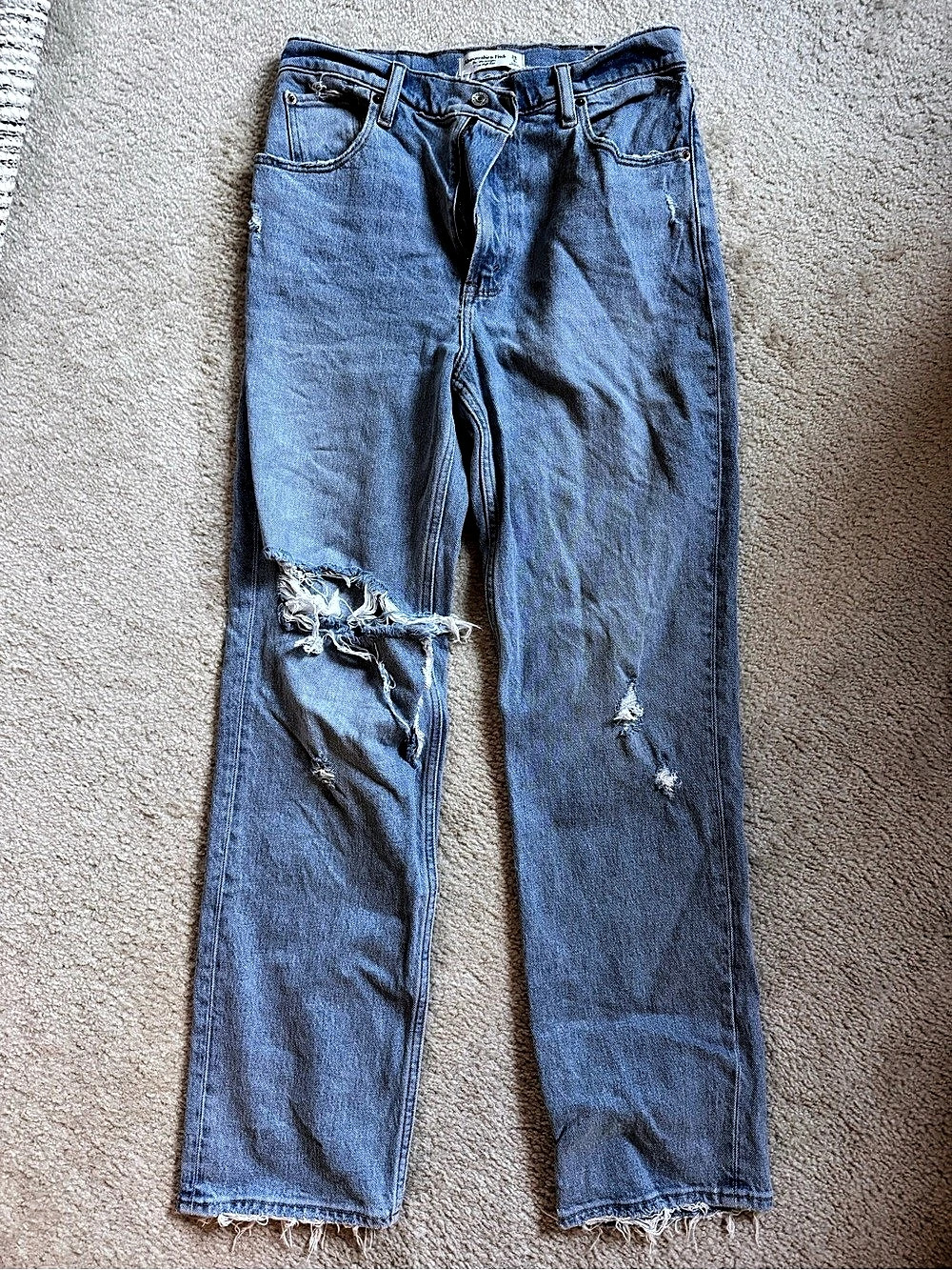 Abercrombie & Fitch The '90s Straight Ultra High Rise Jeans Blue Waist 28
